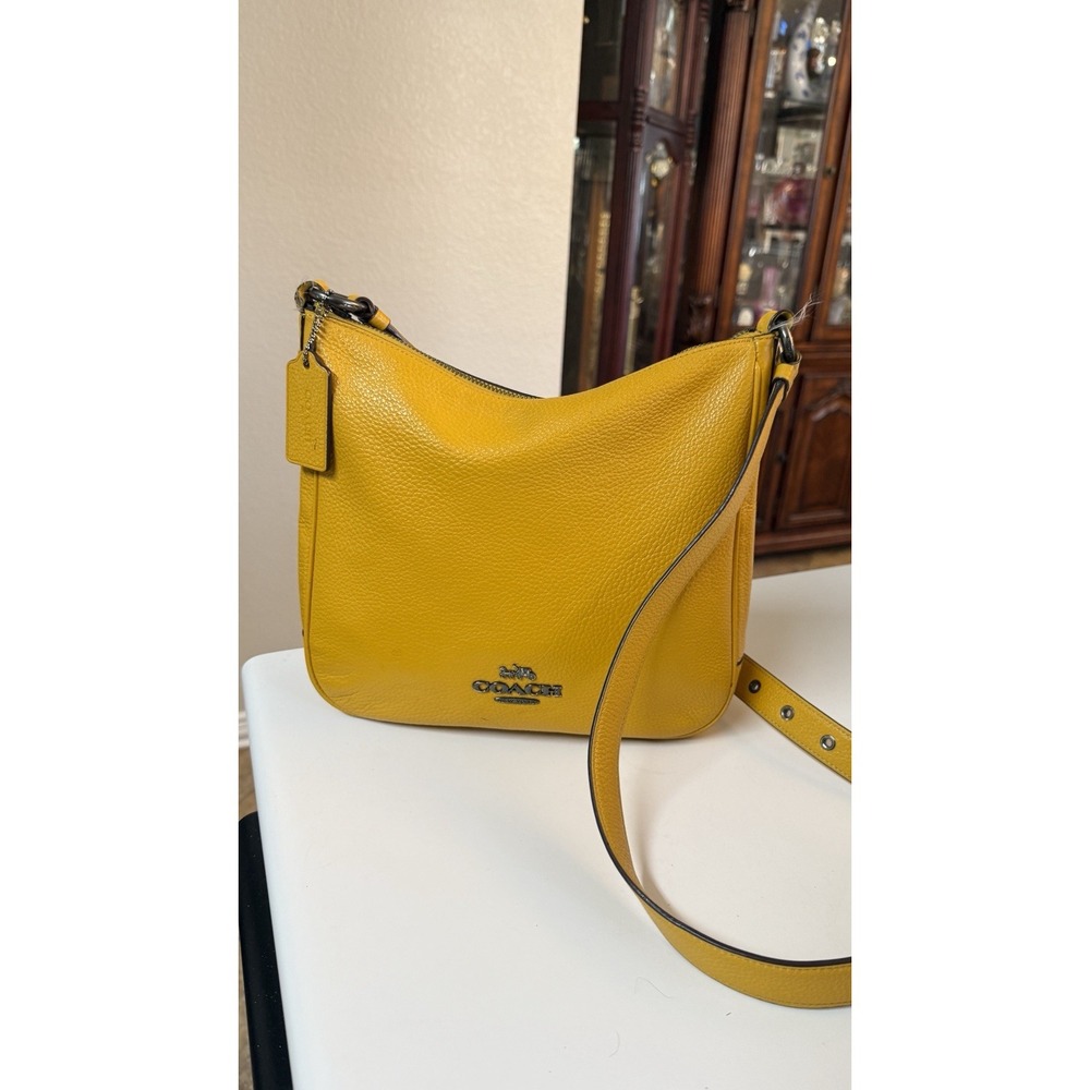 Coach Ellie File C1848 Crossbody Bag Mustard Yellow Pebbled Leather Purse